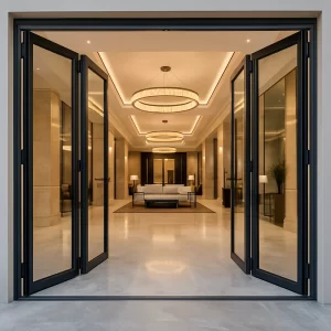 Aluminium Bifold Doors in Hotel Lobby