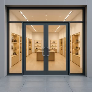 Aluminium Glass Door in Showrooms