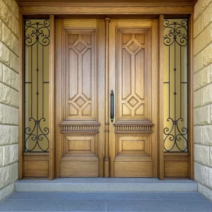 Custom Wood Doors at Main Entrance