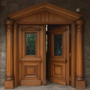 Custom Wood Doors at Main Entrance