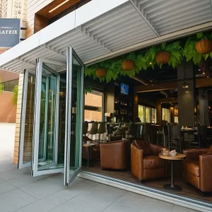 Folding Glass Doors in Restaurant