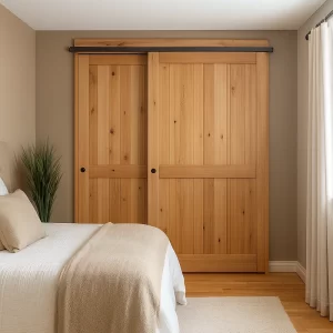Wooden Sliding Doors in Bedroom