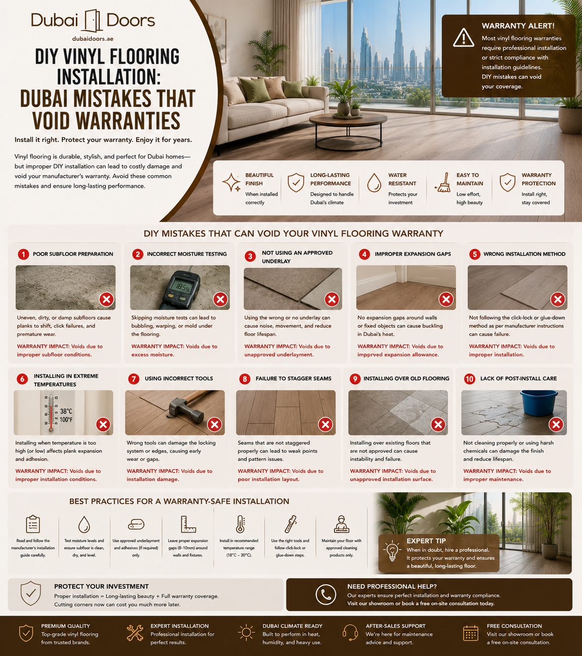 DIY Vinyl Flooring Installation: Dubai Mistakes That Void Warranties